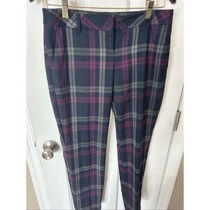 Express plaid dress pants purple and black stylish work attire skinny size 4R